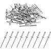 CJMUQHEHH 50 Pezzi, Rivetti Ciechi in Alluminio con Flangia Extra-Larga 4 mm x 12 mm, Confezione Completa, Colore Argento