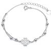 Belons Bracciale da donna con trifoglio fortunato in argento sterling 925 con zirconi cubici a quattro foglie trifoglio braccialetto collana regolabile, regalo per ragazze donne