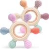 OKONKN 2 Pezzi Giochi Dentizione Neonato, Massaggia Gengive Neonati Anello per la Dentizione del Bambini, Massaggiagengive Senza BPA per neonati di età superiore ai 0 3 6 12 mesi