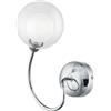 Luce Ambiente e Design APPLIQUE A PARETE BLOG CROMO 1 LUCE ATTACCO G9 18X15X24CM DIFFUSORE SFERICO DOPPIO IN VETRO TRASPARENTE E BIANCO