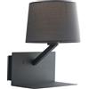Luce Ambiente e Design APPLIQUE A PARETE CIAK GRIGIA CON USB 2A CON MENSOLA 1 LUCE ATTACCO E27 23X22,5X31CM