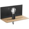 Luce Ambiente e Design APPLIQUE A PARETE FLASH NERA CON MENSOLA COLOR LEGNO E USB 2A USB 1 LUCE ATTACCO E27 33X18X15CM