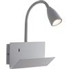 Luce Ambiente e Design APPLIQUE A PARETE GULP FLESSIBILE BIANCA CON USB 2A 1 LUCE ATTACCO GU10 23X27X49CM CON POGGIA LIBRO