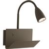 Luce Ambiente e Design APPLIQUE A PARETE GULP FLESSIBILE FANGO CON USB 2A 1 LUCE ATTACCO GU10 23X27X49CM CON POGGIA LIBRO