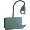 Luce Ambiente e Design APPLIQUE A PARETE GULP FLESSIBILE VERDE CON USB 2A 1 LUCE ATTACCO GU10 23X27X49CM CON POGGIA LIBRO