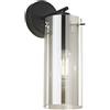Luce Ambiente e Design APPLIQUE A PARETE MAGIC NERA E FUME' 1 LUCE ATTACCO E27 15,5X15,5X30X3CM IN VETRO E METALLO