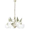 Luce Ambiente e Design LAMPADARIO ISOTTA AVORIO 5 LUCI ATTACCO E14 62X100CM IN METALLO CON FIORI E FOGLIE