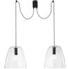 Luce Ambiente e Design LAMPADARIO A SOSPENSIONE ARES TRASPARENTE 2 LUCI ATTACCO E27 2X250CM IN VETRO SOFFIATO