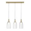 Luce Ambiente e Design LAMPADARIO A SOSPENSIONE BRANDY ORO 3 LUCI ATTACCO E14 72X14X150CM E VETRO SOFFIATO