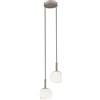 Luce Ambiente e Design LAMPADARIO A SOSPENSIONE ERIS BIANCO E MARRONE IN ALLUMINIO+VETRO 2 LUCI ATTACCO E14 26X15X150CM