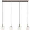 Luce Ambiente e Design LAMPADARIO A SOSPENSIONE ERIS BIANCO E MARRONE QUATTRO PENDENTI IN ALLUMINIO+VETRO 4 LUCI ATTACCO E14 114X16X150CM