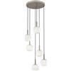 Luce Ambiente e Design LAMPADARIO A SOSPENSIONE ERIS BIANCO E MARRONE SEI PENDENTI IN ALLUMINIO+VETRO 6 LUCI ATTACCO E14 106X16X150CM