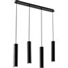 Luce Ambiente e Design LAMPADARIO A SOSPENSIONE FLUKE TONDA NERA 4 LUCI ATTACCO GU10 68X7X200CM