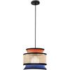 Luce Ambiente e Design LAMPADARIO A SOSPENSIONE GAZEBO ARANCIONE BLU RATTAN NATURALE 1 LUCE ATTACCO E27 D26X200CM