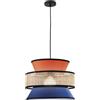 Luce Ambiente e Design LAMPADARIO A SOSPENSIONE GAZEBO ARANCIONE BLU RATTAN NATURALE 1 LUCE ATTACCO E27 D40X200CM
