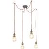 Luce Ambiente e Design LAMPADARIO A SOSPENSIONE GROOVE RAME 4 LUCI ATTACCO E27 250CM CAVI IN TESSUTO