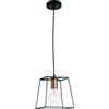 Luce Ambiente e Design LAMPADARIO A SOSPENSIONE HARLEM NERA E RAME 1 LUCE ATTACCO E27 22X22X120CM