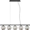 Luce Ambiente e Design LAMPADARIO A SOSPENSIONE HONEY NERA 5 LUCI ATTACCO G9 100X15X166CM IN METALLO E VETRO SOFFIATO