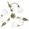 Luce Ambiente e Design PLAFONIERA ISOTTA AVORIO 3 LUCI ATTACCO E14 68X20CM IN METALLO CON FIORI E FOGLIE