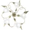 Luce Ambiente e Design PLAFONIERA ISOTTA AVORIO 5 LUCI ATTACCO E14 68X20CM IN METALLO CON FIORI E FOGLIE