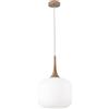 Luce Ambiente e Design LAMPADARIO A SOSPENSIONE JAIPUR BIANCA E FINTO LEGNO E VETRO 1 LUCE ATTACCO E27 30X30X150CM