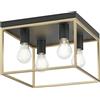 Luce Ambiente e Design PLAFONIERA KIMERA NERA E ORO SATINATO 4 LUCI ATTACCO E27 35X35X40CM