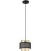 Luce Ambiente e Design LAMPADARIO A SOSPENSIONE LOUNGE SINGOLO PENDENTE ORO E NERO IN METALLO 1 LUCE ATTACCO E27 D21X200CM