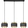 Luce Ambiente e Design LAMPADARIO A SOSPENSIONE LOUNGE TRE PENDENTI ORO E NERO IN METALLO 3 LUCI ATTACCO E27 85X21X200CM