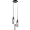 Luce Ambiente e Design LAMPADARIO A SOSPENSIONE MAGIC NERA E FUME' 3 LUCI ATTACCO E27 27,3X27,3X150CM IN VETRO E METALLO