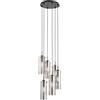 Luce Ambiente e Design LAMPADARIO A SOSPENSIONE MAGIC NERA E FUME' 6 LUCI ATTACCO E27 35X35X150CM IN VETRO E METALLO
