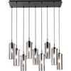 Luce Ambiente e Design LAMPADARIO A SOSPENSIONE MAGIC NERA E FUME' 9 LUCI ATTACCO E27 90X30X150CM IN VETRO E METALLO