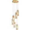 Luce Ambiente e Design LAMPADARIO A SOSPENSIONE MAGIC ORO E AMBRA 6 LUCI ATTACCO E27 35X35X150CM IN VETRO E METALLO