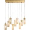 Luce Ambiente e Design LAMPADARIO A SOSPENSIONE MAGIC ORO E AMBRA 9 LUCI ATTACCO E27 90X30X150CM IN VETRO E METALLO