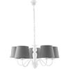 Luce Ambiente e Design LAMPADARIO FAVOLA BIANCO E GRIGIO 5 LUCI ATTACCO E14 56X100CM IN METALLO E PARALUME IN TESSUTO