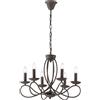 Luce Ambiente e Design LAMPADARIO GINEVRA CORTEN 6 LUCI ATTACCO E14 56X120CM CON CANDELIERI IN METALLO