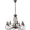 Luce Ambiente e Design LAMPADARIO GINEVRA CORTEN 8 LUCI ATTACCO E14 70X120CM CON CANDELIERI IN METALLO