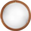 Luce Ambiente e Design PLAFONIERA 1010 BIANCA VETRO CON LEGNO 1 LUCE ATTACCO E27 30X30X9,5CM