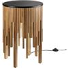 Luce Ambiente e Design TAVOLINO IN LEGNO ARTIGIANALE KENGO ILLUMINATO 1 LUCE ATTACCO GU10 D.40CM H.61CM