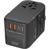 BKELHS 100W GaN Universal Travel Adapter International Power Adapter, 5 USB (3 USB C) Charging Ports European Travel Plug Adapter Worldwide for US to Europe UK, EU, AU (Type C/G/A/I) Outlet Wall Charger