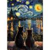 EOBROMD 5D Diamond Painting Kit Completo Gatto, Notte Stellata Pittura Diamante FAI DA TE, Scena Notturna Diamond Painting Adulti, Strass Ricamo a Punto Croce Painting per Decorazione Casa 30x40cm