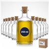 gouveo Set 12 Bottiglie in Vetro da 250 ml da Farmacia con Tappo in Sughero - Bottiglia Rotonda da Riempire - Bottiglia Vuota da Farmacia per Liquore, Olio, Aceto (AFRT250SKE)