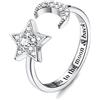 KRFY 925 Anelli in Argento Sterling per le Donne Ragazze Regolabile Pietra di Luna Opale CZ Anello Aperto Ti amo alla Luna & Back Anello Staccabile Knuckle Promessa Anelli di fidanzamento nuziale