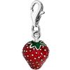 Quiges Donna Charm Ciondolo Argento Fragola per Bracciali e Accessori