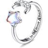 KRFY 925 Anelli in Argento Sterling per le Donne Ragazze Regolabile Pietra di Luna Opale CZ Anello Aperto Ti amo alla Luna & Back Anello Staccabile Knuckle Promessa Anelli di fidanzamento nuziale