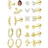 KRFY 10 Paia Orecchini Donna Acciaio Chirurgico Ipoallergenici Conch Helix Piercing Trago 14K Oro Placcato Set Orecchini Oro