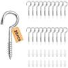 Forbabe Gancio a vite piccolo in acciaio inox 304, 20 pezzi, viti a gancio con filettatura, gancio a vite per esterni, gancio filettato M3-40 mm