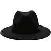 Bamboopack Cappello Fedora classico nero a tesa larga per uomo donna cappello da chiesa 56-58 cm stile vintage copricapo