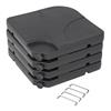AKTIVE Base per ombrellone riempibile, 4 pezzi in HDPE nero 50x50x7,5 cm, fino a 80 kg con sabbia o 60 l di acqua, con maniglie e sistema di fissaggio (62196)