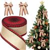 Forbabe Nastro di iuta natalizio con filo, 6,4 cm di larghezza, 10 m, per fai da te, decorazione a quadri, colore rosso e nero, per confezioni regalo, ghirlande di Natale
