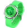 VenSten Orologio sportivo digitale per bambini, impermeabile, per ragazze e ragazzi, con LED, per sport e attività all'aperto, con allarme luminoso e cronometro, Verde, Cinturino